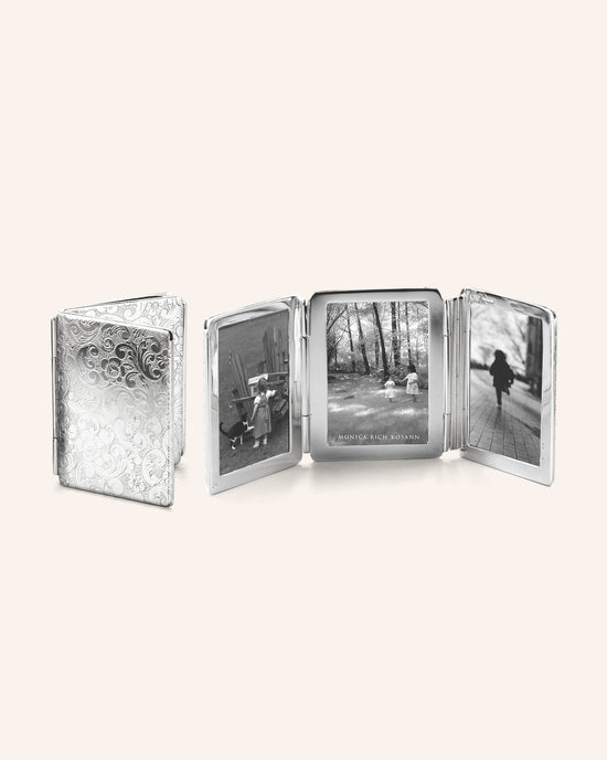 Floral Image Case folding image case for photos in Sterling Silver