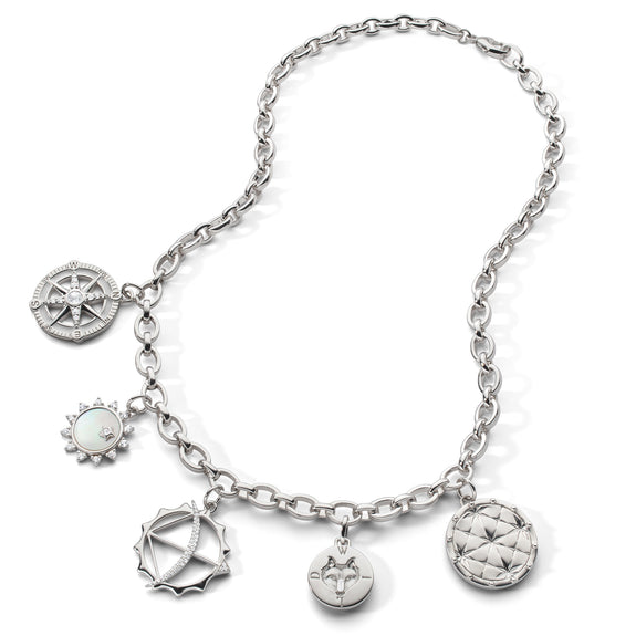 
  
    "Audrey" Link Charm Necklace in Sterling Silver
  
