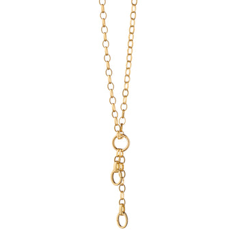 Large Link 18K Gold Charm Chain Necklace, 2 Charm Stations