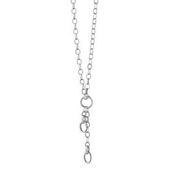 Large Link Sterling Silver Charm Chain Necklace, 2 Charm Stations