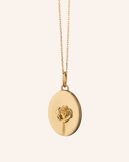 18K Yellow Gold Sculpted Rose Half Locket