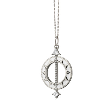 Sterling Silver White Enamel Sundial Charm - Time is Precious