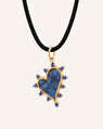 "Love" Heart 18K Gold Necklace with Sodalite and Blue Sapphires