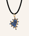 "Love" Heart 18K Gold Necklace with Sodalite and Blue Sapphires