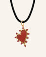 "Love" Heart Necklace with Carnelian and Rubies