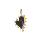 Black Agate Heart Charm with Diamonds