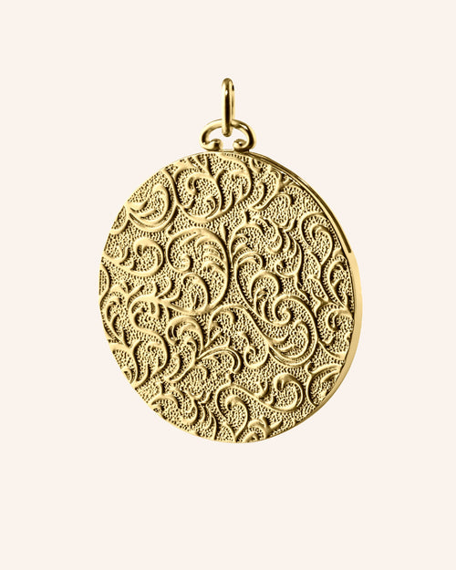 18K Gold Vine Half-Locket Charm