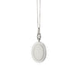 Oval Engravable Sterling Silver Pendant Necklace with White Enamel