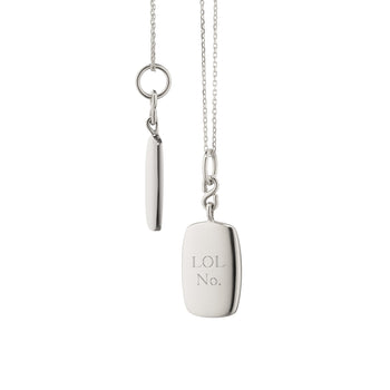 “LOL No.” Sterling Silver  Domed Rectangular Pendant Necklace