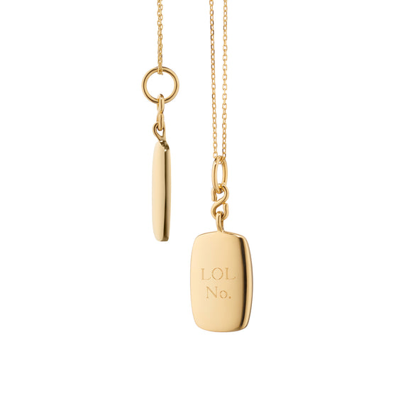 
  
    "LOL No.” 18K Gold Domed Rectangular Pendant Necklace
  
