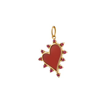 Red Carnelian Heart Charm with Rubies