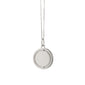 Round Engravable Pendant Necklace with Engraved Lines and Sapphires