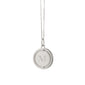 Round Engravable Pendant with Engraved Lines and Sapphires