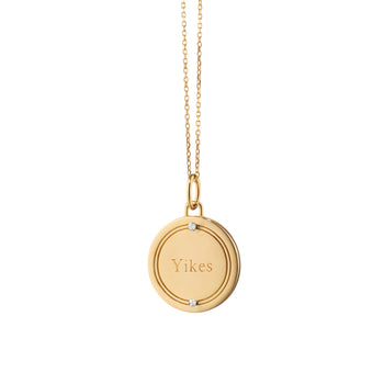 “Yikes” 18K Gold Round Pendant Necklace