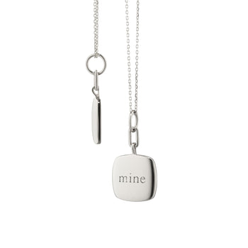 “mine” Sterling Silver Domed Cushion Pendant Necklace