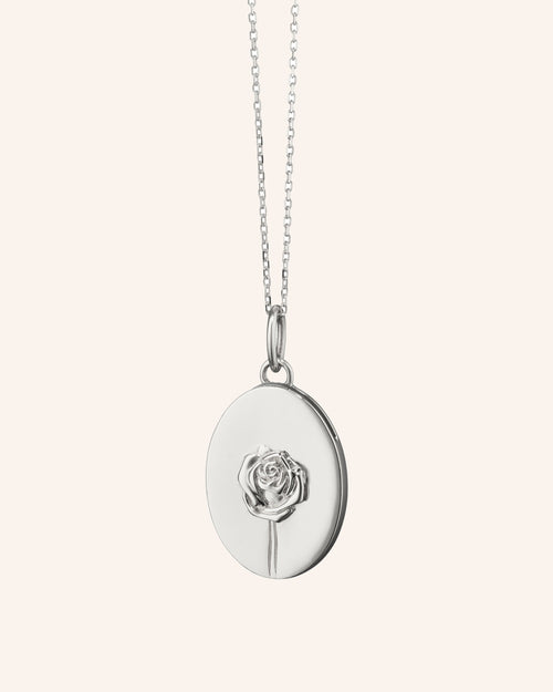 Sterling Silver Sculpted Rose Half Locket