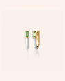 White Enamel and Vermeil Huggie Earrings with Baguette Tsavorite