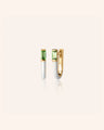 White Enamel and Vermeil Huggie Earrings with Baguette Tsavorite