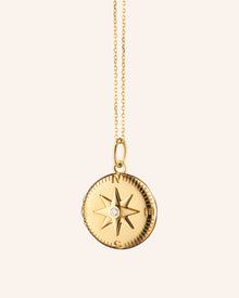 Adventure Compass Gold Locket Necklace Front