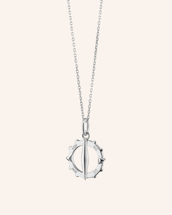 Small Points North Compass in Sterling Silver