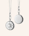 "Adventure" Compass Locket Necklace with White Sapphire