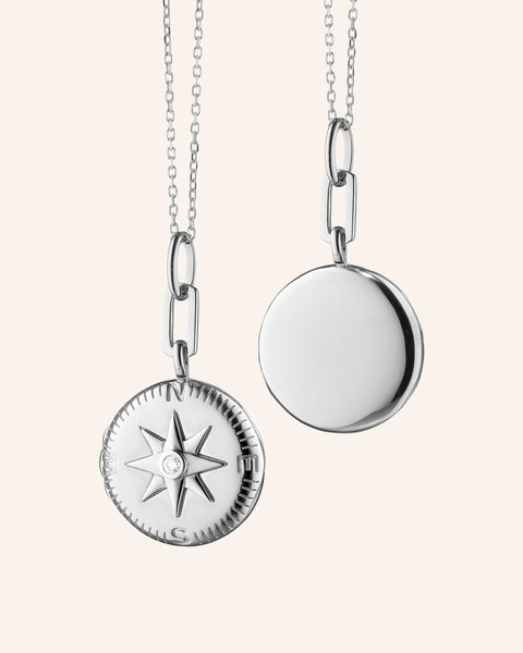 Sterling Silver Adventure Compass Necklace | Monica Rich Kosann