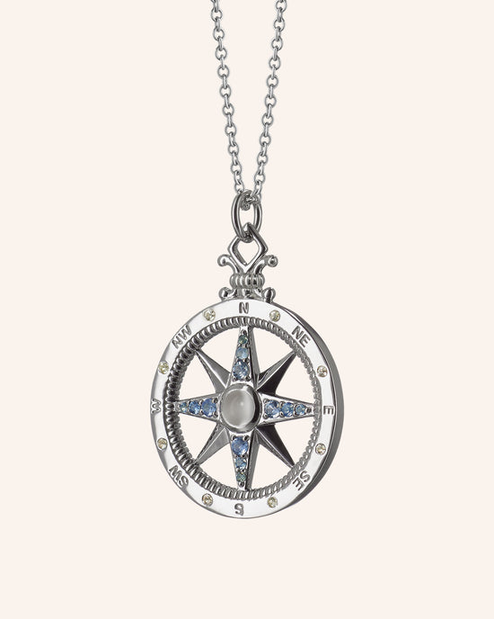 Adventure Global Compass Necklace with Sapphires