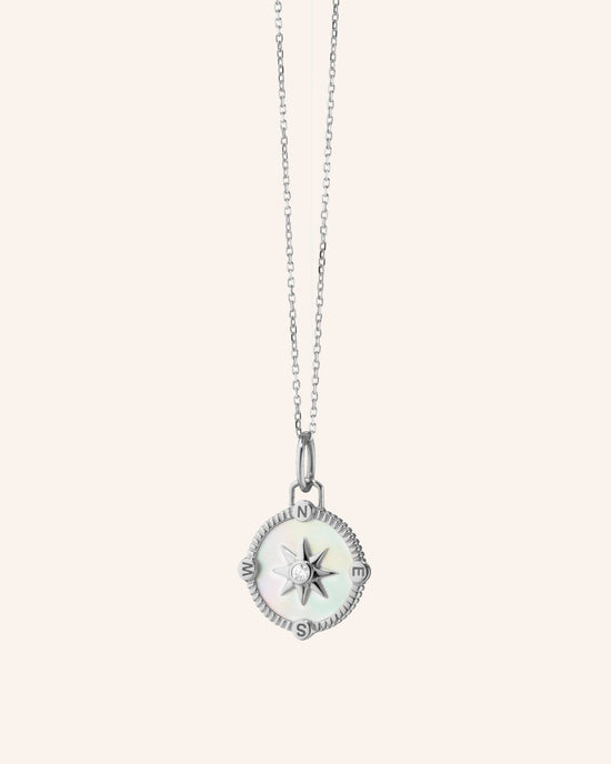 Mother of Pearl Mini "Adventure" Compass Necklace