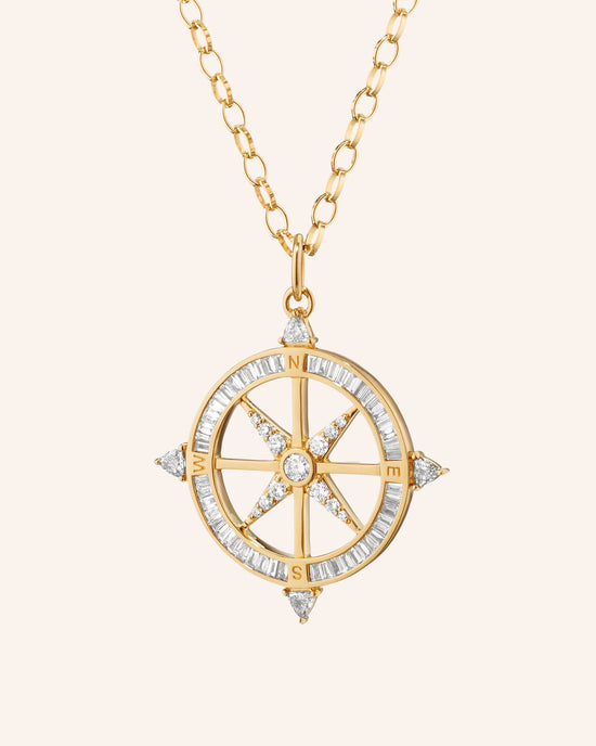 Adventure Diamond Compass Necklace