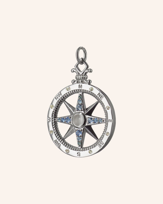 Adventure Global Compass Charm with Sapphires