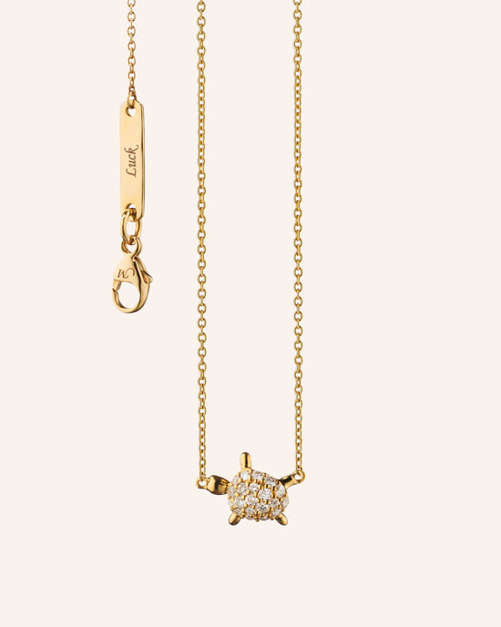 Diamond Critter Turtle "Luck" Charm Necklace