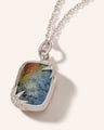 Dumortierite and White Sapphire Rectangular Locket Necklace