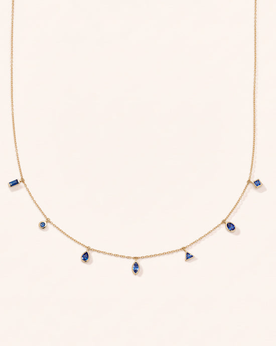Points of Light Necklace with Blue Sapphires in 18K Yellow Gold