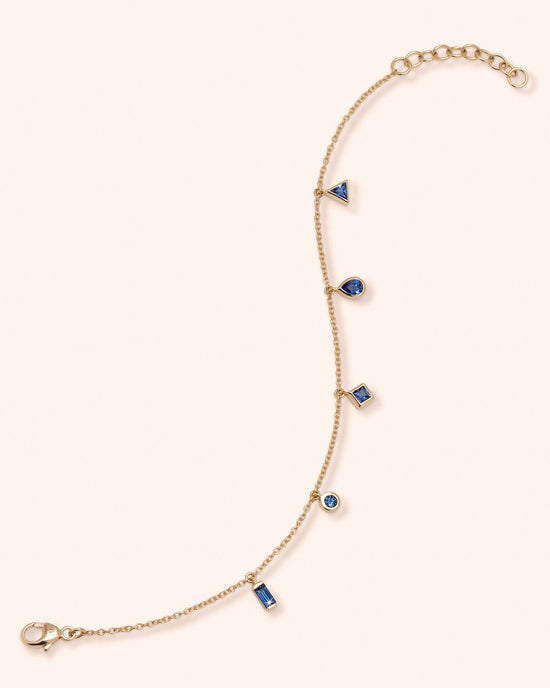 Points of Light Chain Bracelet with Blue Sapphires in 18K Yellow Gold