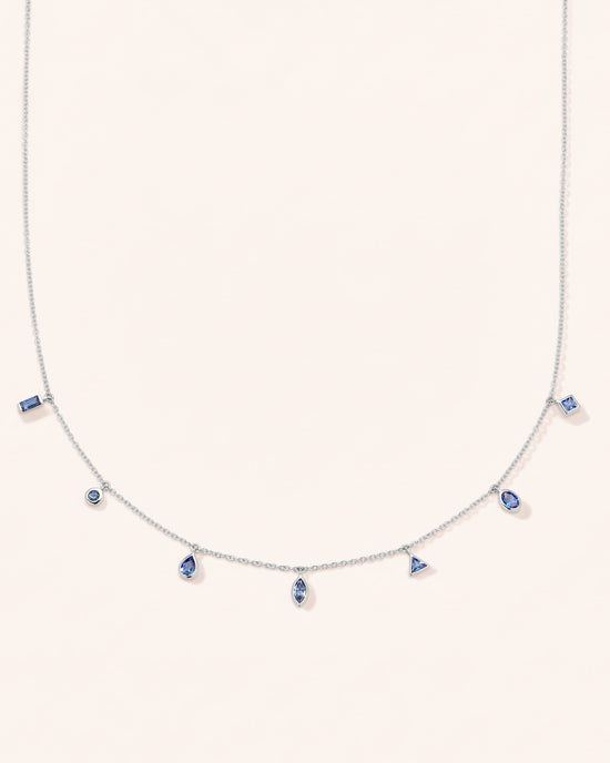 Points of Light Necklace with Blue Sapphires in Sterling Silver