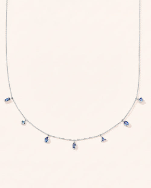Points of Light Necklace with Blue Sapphires in Sterling Silver