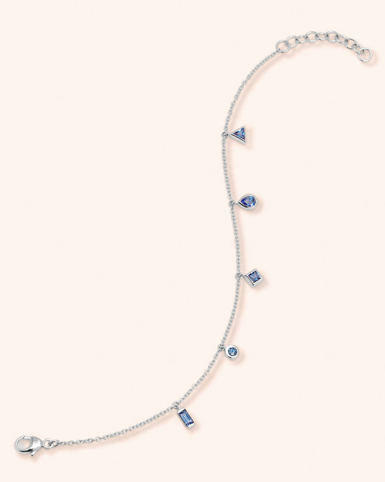 Points of Light Chain Bracelet with Blue Sapphires in Sterling Silver