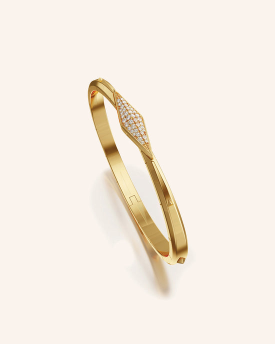 Points North 18K Yellow Gold Cuff with Pavé Diamond Clasp