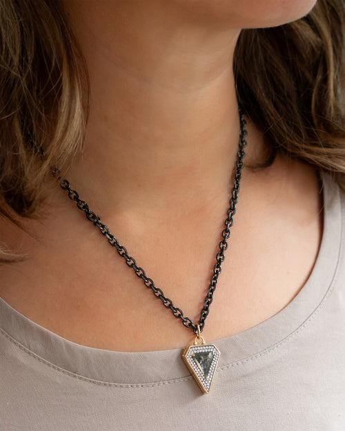 Special Edition Fearless Shield Locket with Center Rustic Rose-Cut Diamond