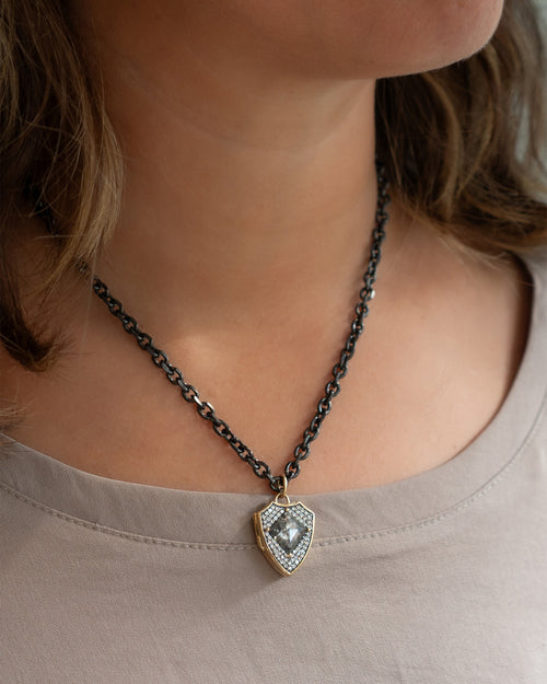 Special Edition Fearless Shield Locket with Center Rose-Cut Diamond