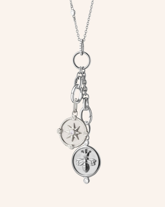 "Queen Bee" and Mini "Adventure" Compass with 18" "Design Your Own" Necklace with Sapphires