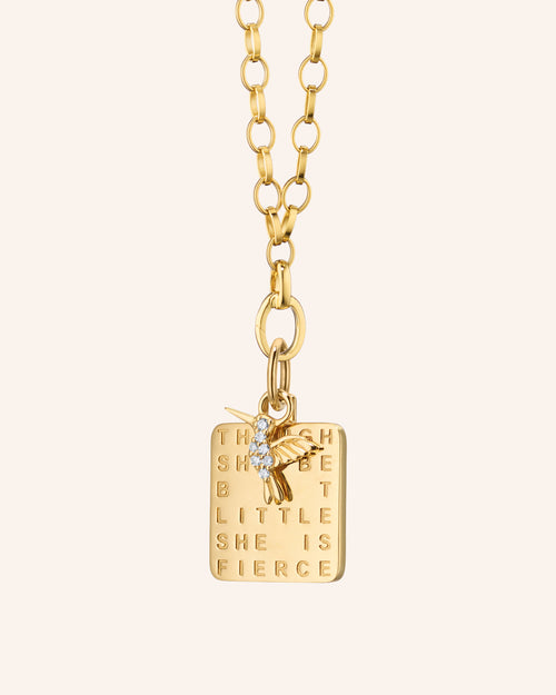 "She is Fierce" with 22" "Design Your Own" Large Link 18K Gold Necklace