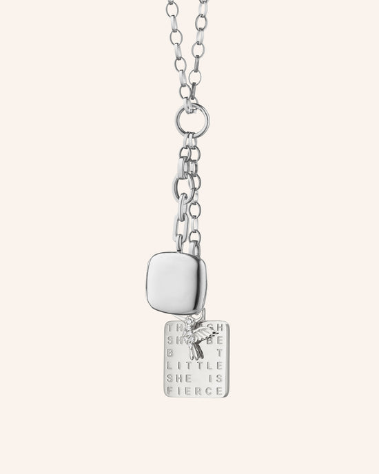 "She is Fierce" and "Viv" Locket with 20" "Design Your Own" Large Sterling Silver Necklace