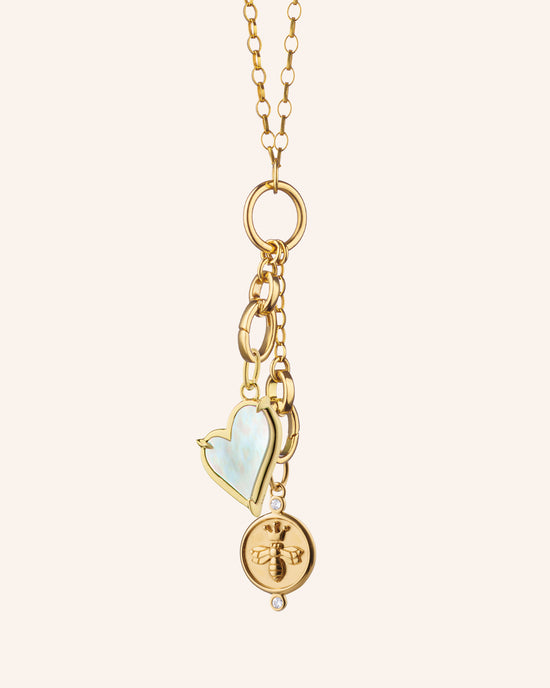 "Queen Bee" and Heart with 18" "Design Your Own" Small Charm Necklace