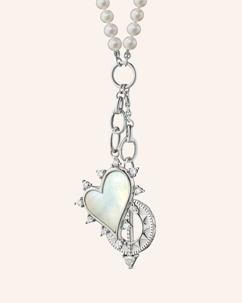 "Time is Precious" and Midi "Love" Heart with 18" "Design Your Own" Chain of Freshwater Pearls