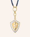 Diamond "Fearless" Shield with 18" "Design Your Own" Blue Sapphire Necklace