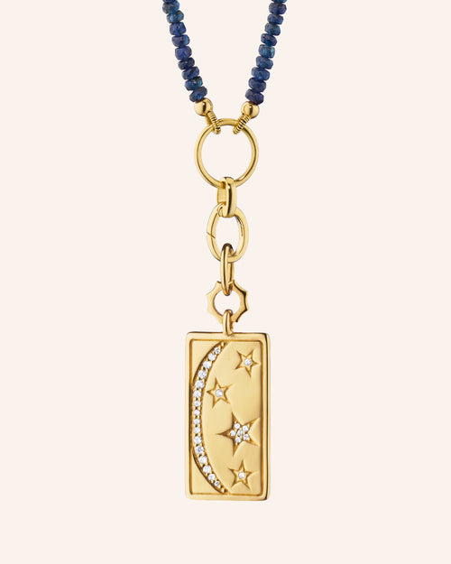 "Sun, Moon, and Stars" with 18" "Design Your Own" Blue Sapphire Necklace