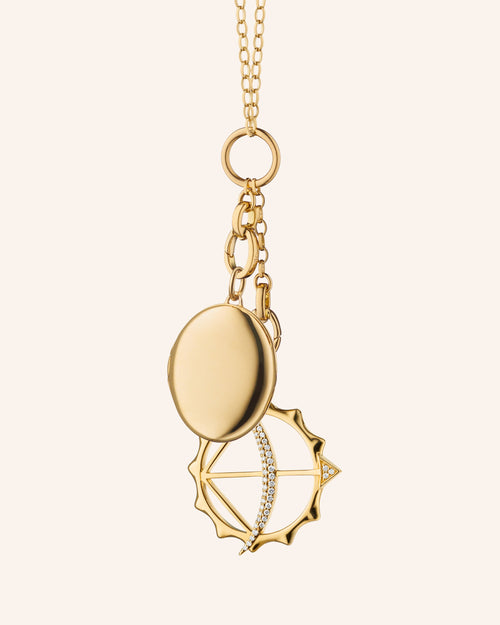 Oval Locket and “Apollo” Charm Necklace