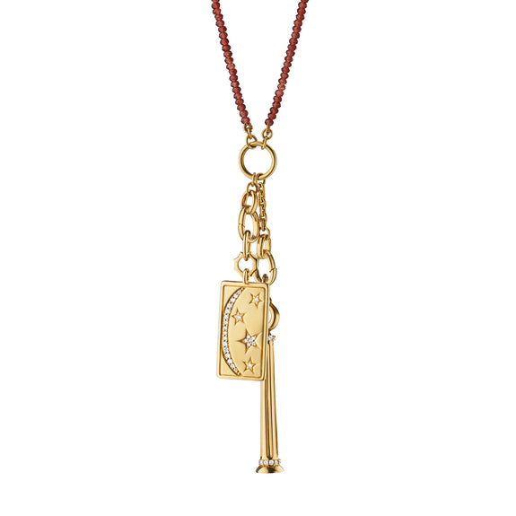 
  
    “Athena” Dream Column and Sun Moon and Stars Medallion Charm Necklace
  
