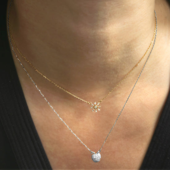 Reclaimed Sterling Silver and Round Diamond Apple Necklace
